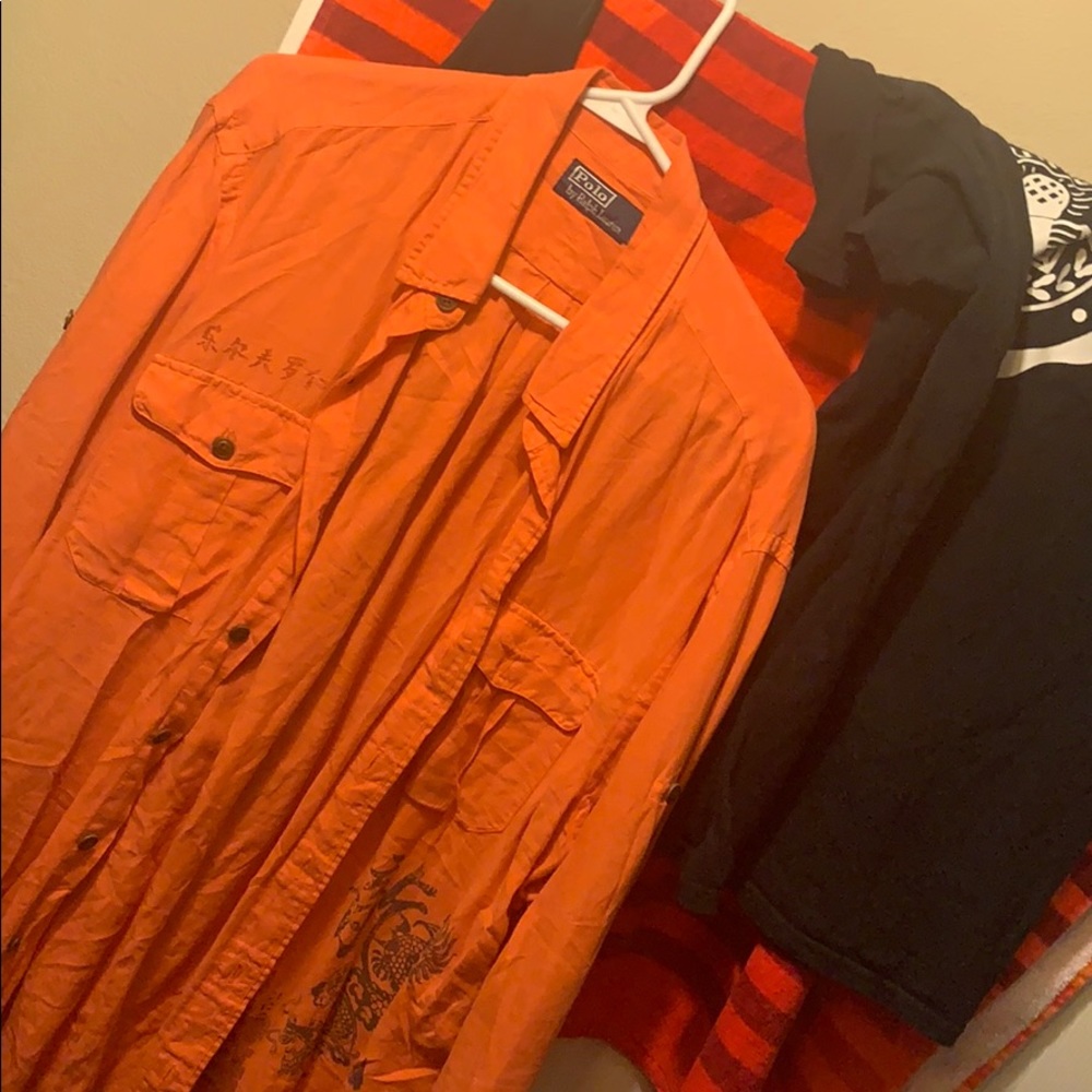 Sunburn Orange Polo button up XL by Ralph Lauren